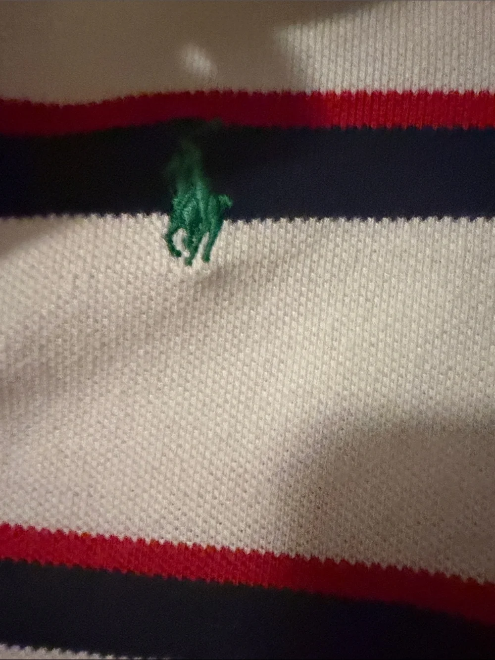 Ralph Lauren White Polo with Navy & Red Stripes - Kids